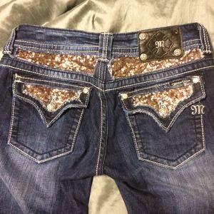 MissMe Sequin Bootcut Jeans