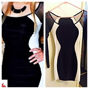 White and black dress.