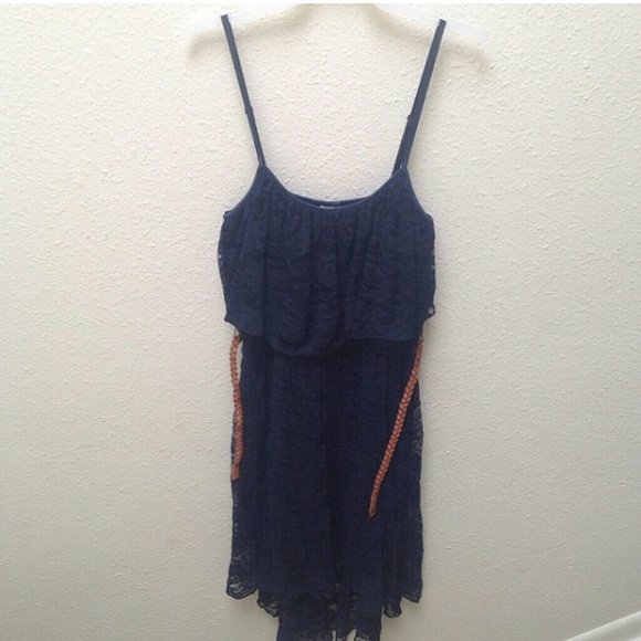 Dark blue, lace hi-lo dress