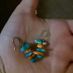 Orange and Turquoise stone earrings