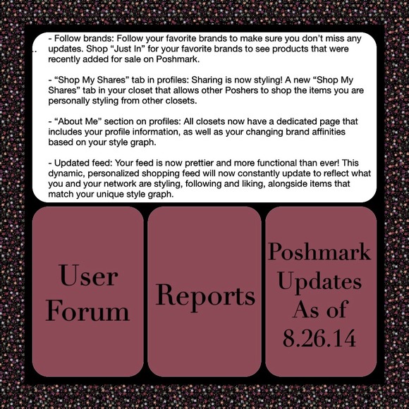 🎉Poshmark Updates As of 8.26.14🎉