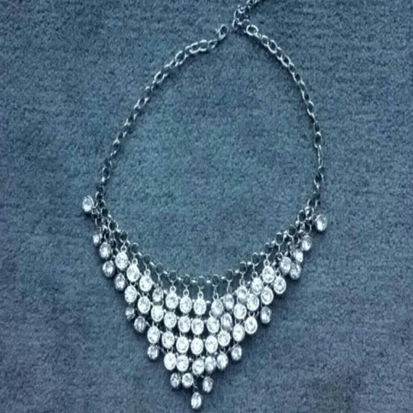 Silver chandelier crystal necklace