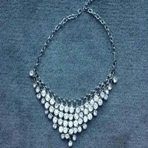 Silver chandelier crystal necklace