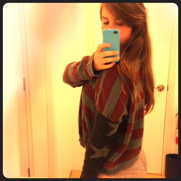 Brandy faded American Flag sweater