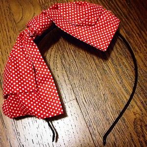 Red polka dot bow headband