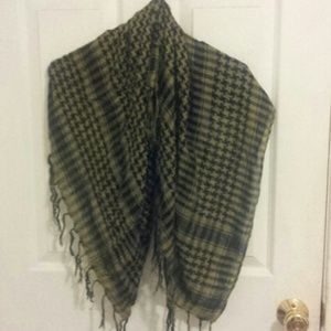 Olive green scarf with black pattern