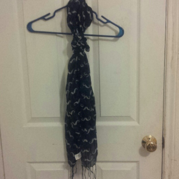 Black scarf with grey mustaches.