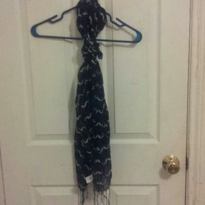 Black scarf with grey mustaches.