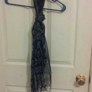 Black with grey sugar skull scarf