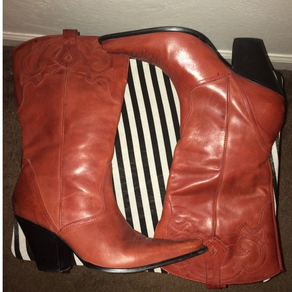 Rusty Red Leather Cowboy Boots