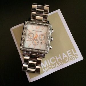 MK Hudson Glitz Silver Chronograph Watch (MK5350)