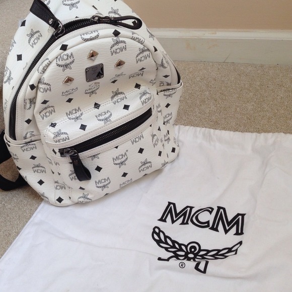 SOLD!!! Authentic MCM white Mini Stud backpack!!