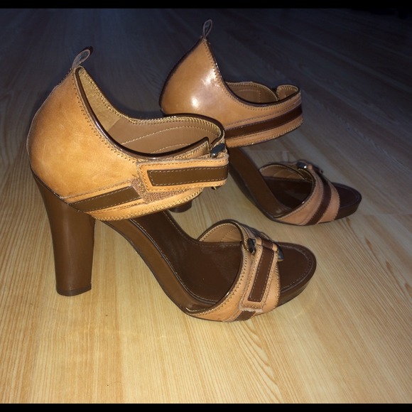 BCBGirls Strappy Sandals with Heel, Tan/Brown