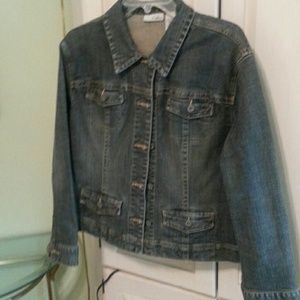 Chicos platinum jean jacket size 2