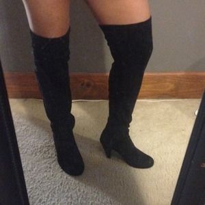 JUST REDUCED! Black faux suade over the knee boots