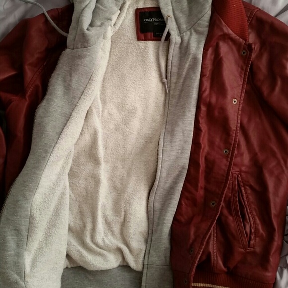 Women's Obey Varsity Faux Leather Jacket - Picture 2 of 3