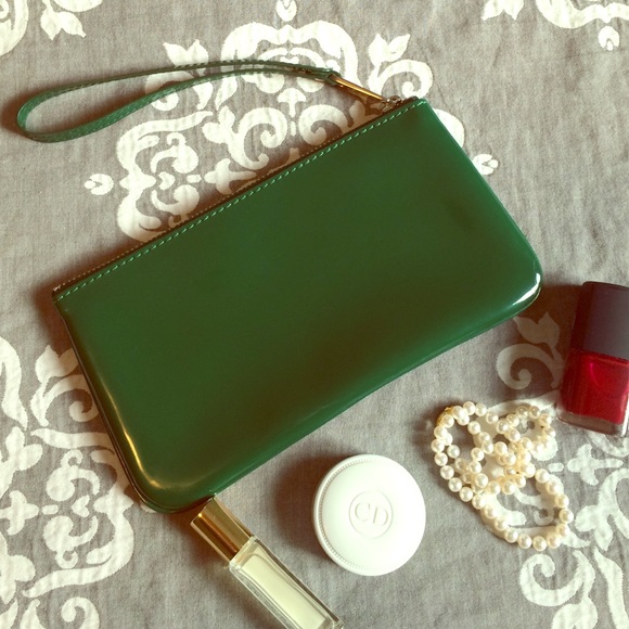 Marc Jacobs small patent green wristlet brand new