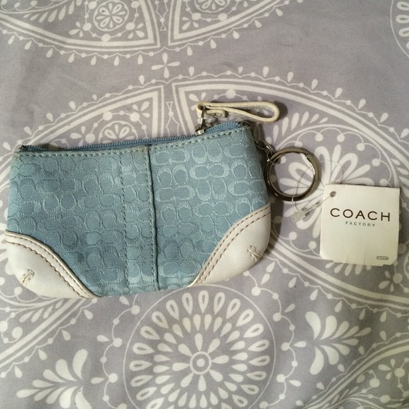 Coach factory light blue zip coin purse