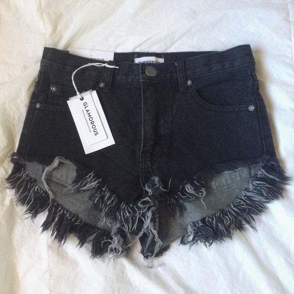 Glamorous Frayed Cutout Denim Short