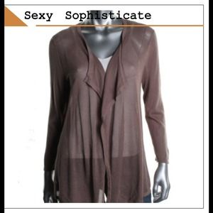 Mesh Look Cable & Gauge Taupe Knit Cardigan