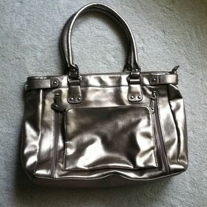 Metallic laptop tote