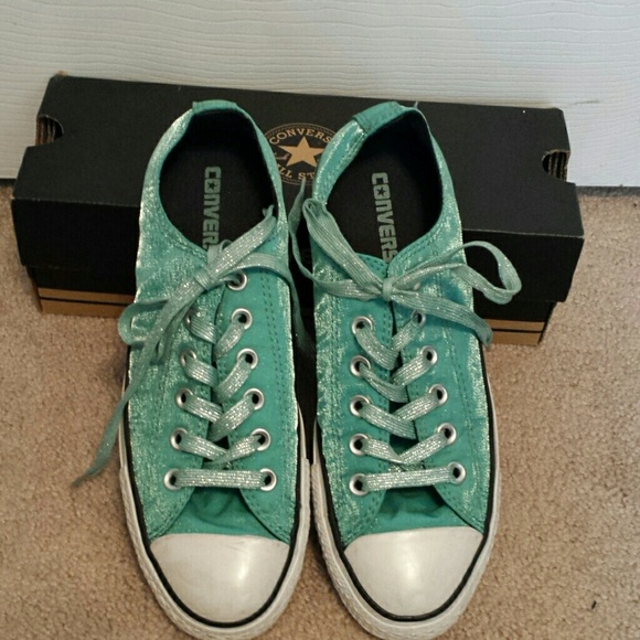 Converse Shoes - Converse women's size 8, Teal greenish metallic