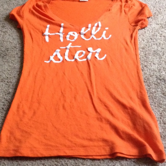 Orange Hollister V neck