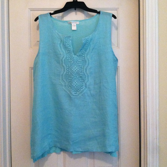 Blue August Silk Sleeveless Women's Top XL