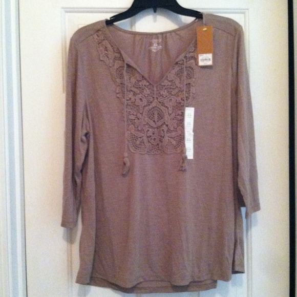 Sonoma Life+Style Taupe Fall Top 3/4 Sleeve XL