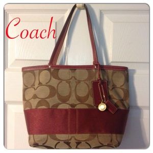 COACH Signature Reversible Stripe Tote 10124