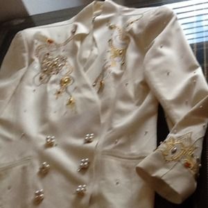 Encrusted evening jacket with gold & silver thread