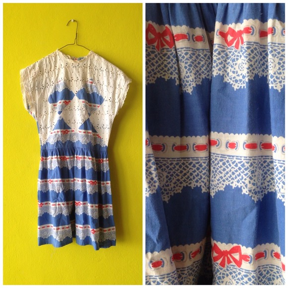 1930's vintage print summer dress Small