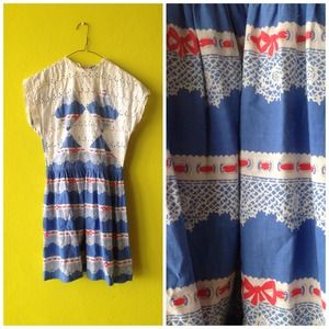 1930's vintage print summer dress Small