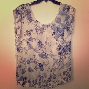 Blue flowery top with bow details