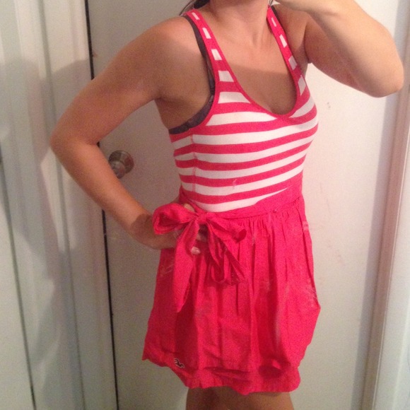 White and hot pink mini dress