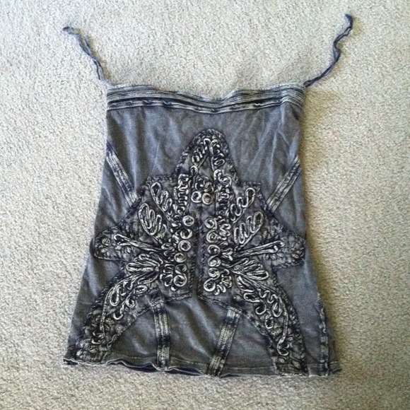 Free People Tops - Free People blue/grey strapless top