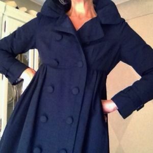 Black Cirque Trench Coat with Exposed Back Zipper