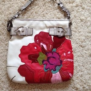 Coach inspired White poppy Flower handbag