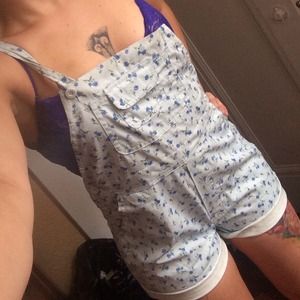 Light blue floral overalls!
