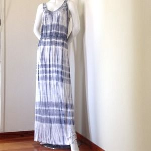 Red Haute Blue/Grey Shirred Detailed Maxi