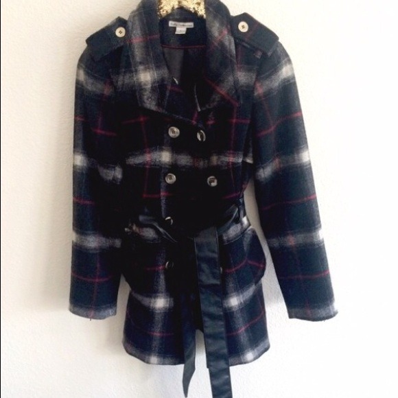Black Plaid Jacket {with faux leather belt} - 4