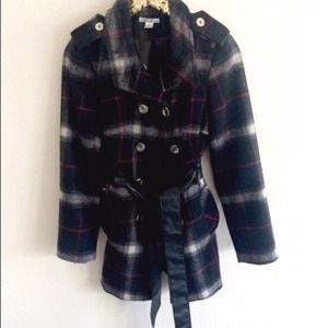 Black Plaid Jacket {with faux leather belt} - 4