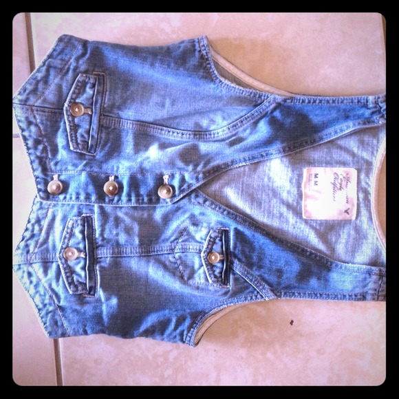 Blue denim vest