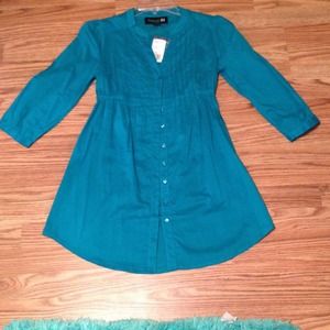 Turquoise button up dress shirt