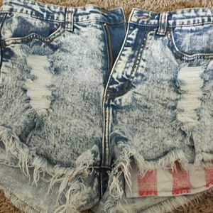 Acid Wash High Waisted Shorts