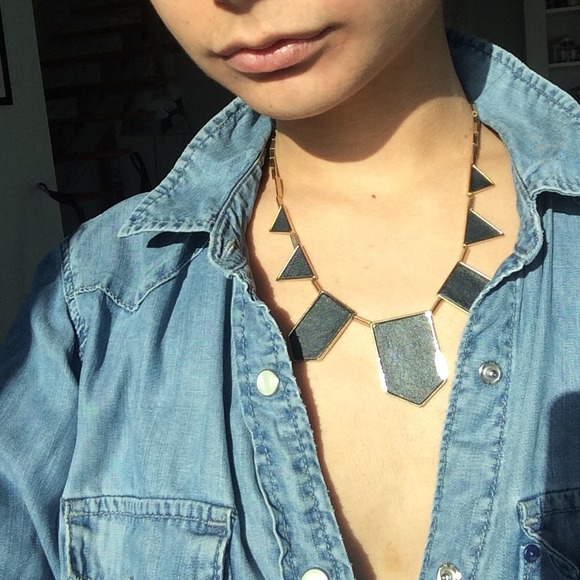 House of Harlow 1960 Leather Inset Necklace