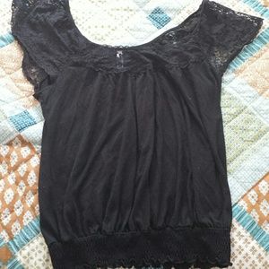 Black top with lace sleeves