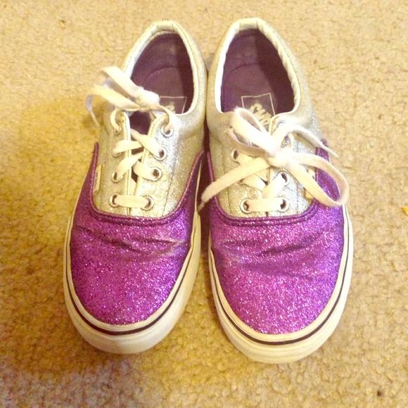 Purple and grey sparkle vans