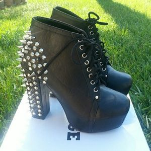 (ON HOLD) BLACK LEATHER SPIKE BOOTS