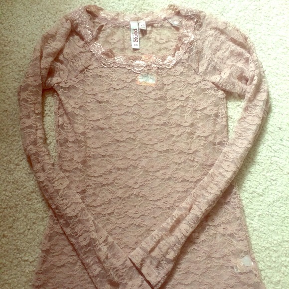 Camel long sleeve Lace Top